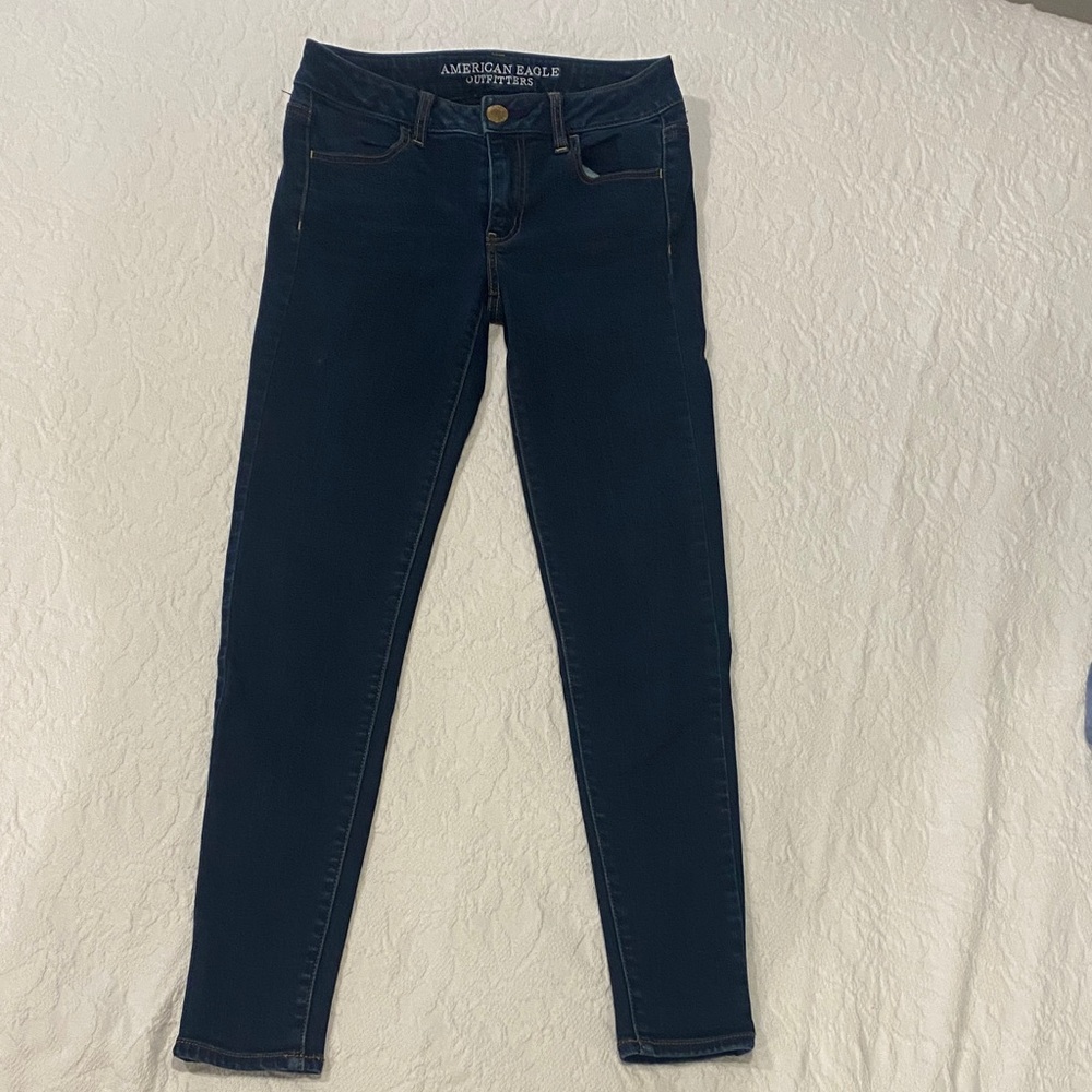 American Eagle Outfitters Women's Dark Blue Skinny (Jeggings) Jeans